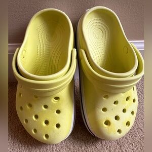 Kids Lime and White Colored Crocs Size:J1